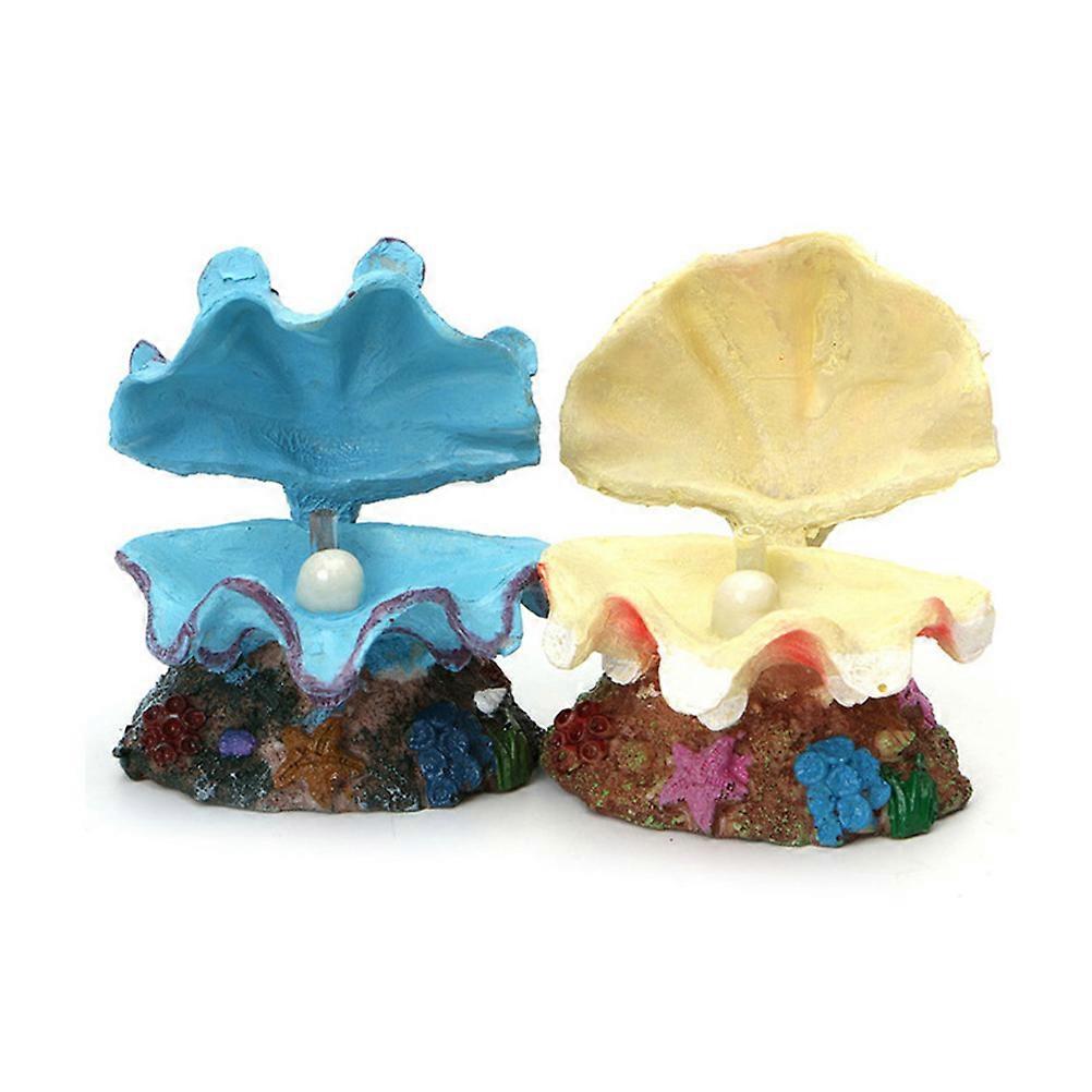 Bubble Stone Resin Sea Shell Shape for Aquarium Decor 2Pcs Assorted