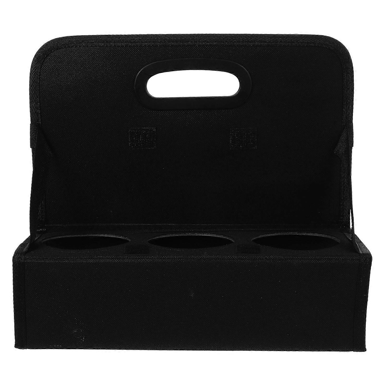 Beverage Takeout Holder Reusable Drink Insulated Black Prevent Spills Foldable Design 11.79X10.61X8.45in 1Pcs