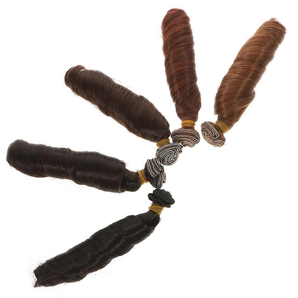 5PCS Curly Synthetic Doll Hair Wefts Soft Lightweight Extensions for DIY Doll Wigs Easy to Clean, Realistic Look, Multiple Color Options for