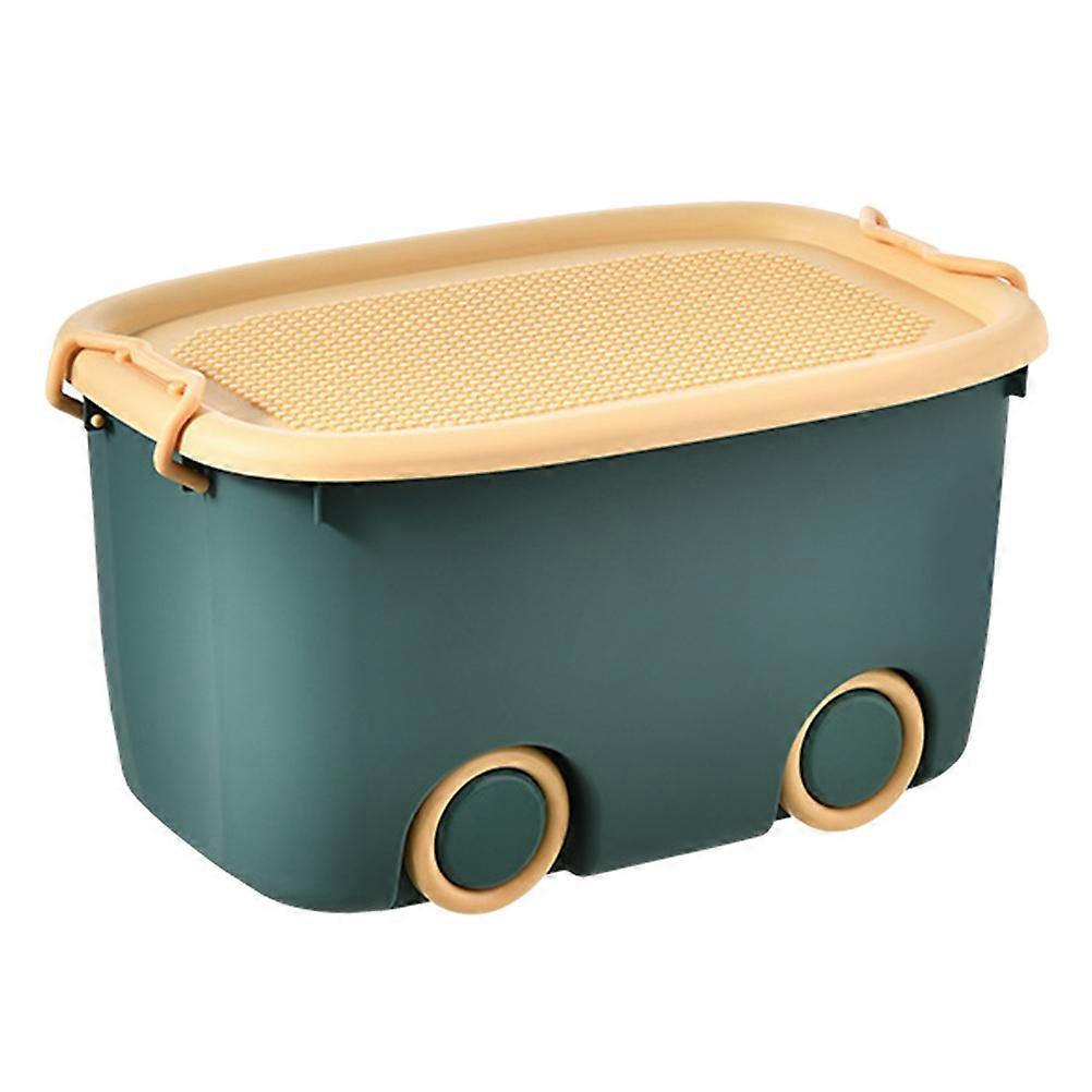 Children Toy Box With Wheel Sundries Storage Organizer For and Modern Style Green 47.00X31.50X24.50CM 1Set