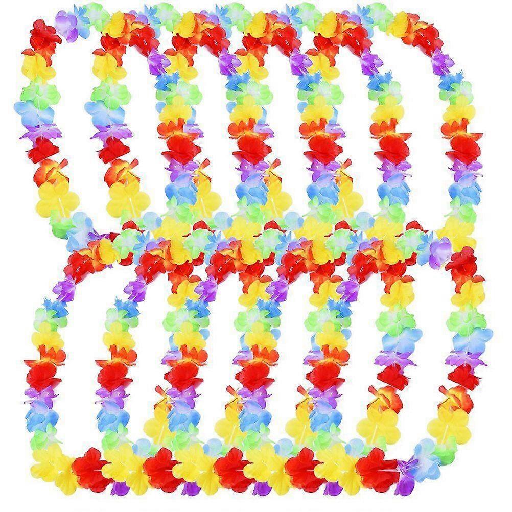Fête hawaïenne faveurs collier fleur tropicale guirlandes Costume accessoire multicolore polyester tissu 5Set