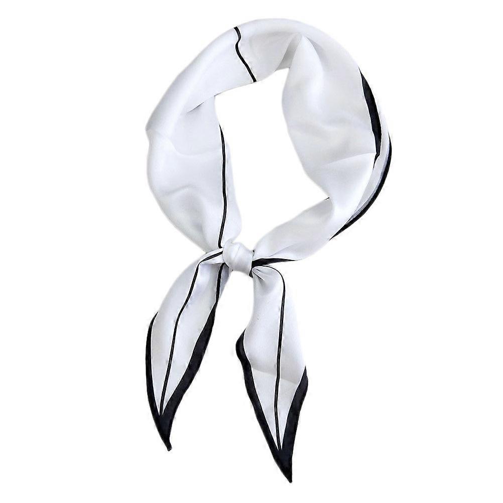 Silk Emulation Rhombus Pattern Lightweight Chiffon Scarf with Dots for Women – Soft, Breathable Neck Accessory for Travel, Work, and Shopping – White