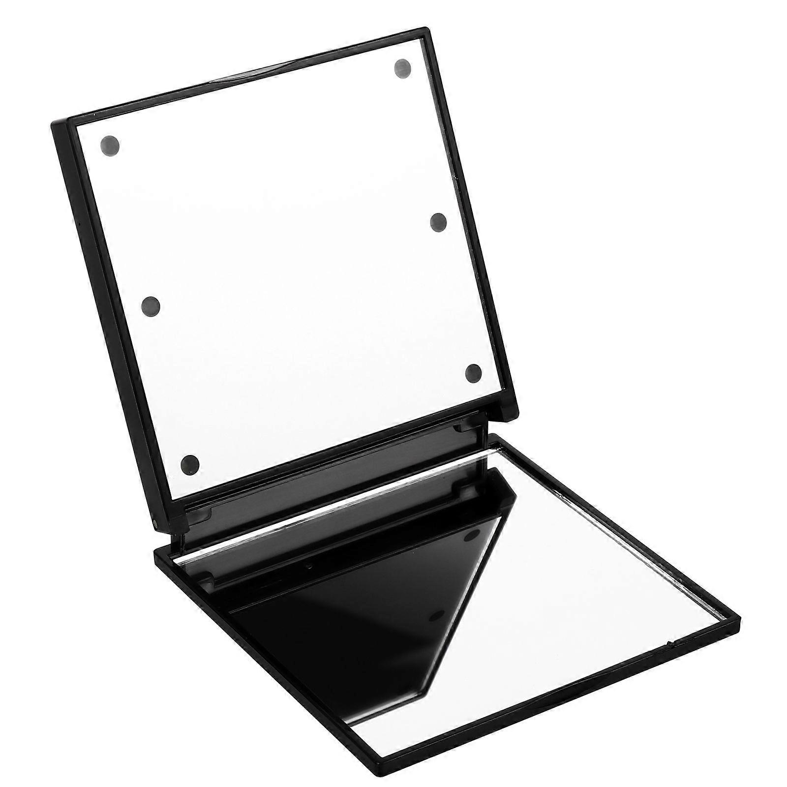 Beauty Mirror With Light Foldable Portable Makeup Mirror For Travel Daily Use Compact Design 6 3x6 3cm Black 1Set