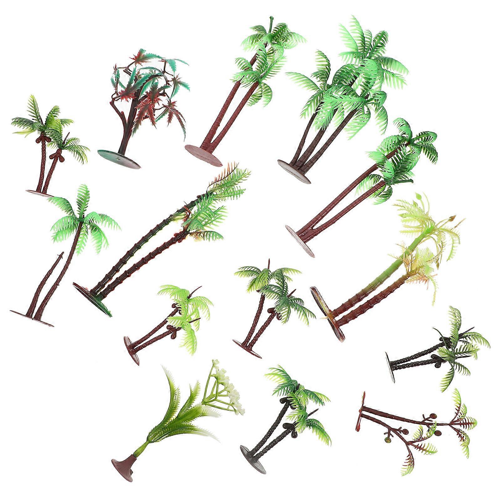 Miniature Palm Trees Crafts Architectural Building Layout Display Model Layout Green 9.50X7.00X5.00CM 14Pcs