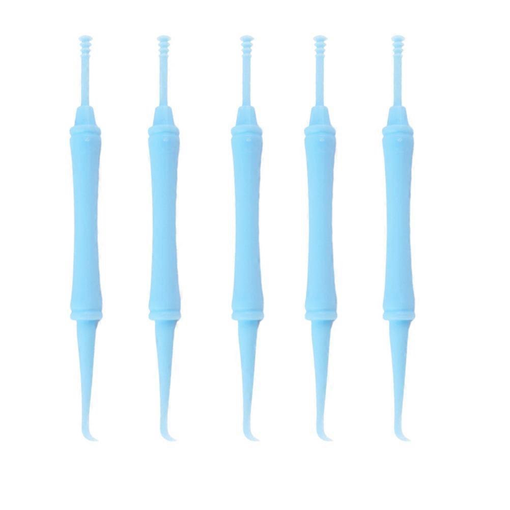 Plastic Ear Cleaner Removal Tool 5Pack Blue Double-Ended Spiral Shape For Household Use