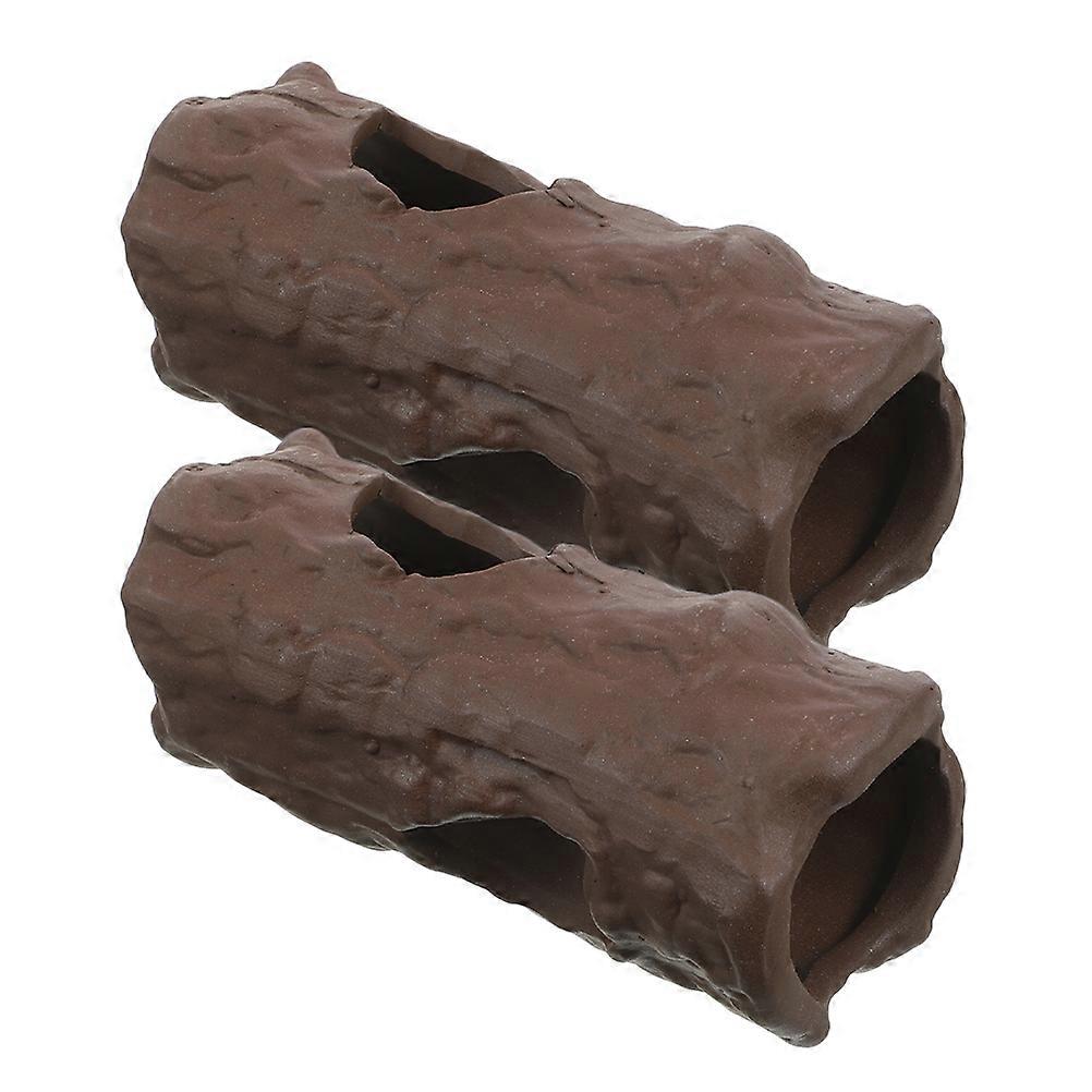 الروبيان كهف الروبيان مخبأ حوض السمك ديكور طبيعي نظرة حجرية حمراء 2 قطعة