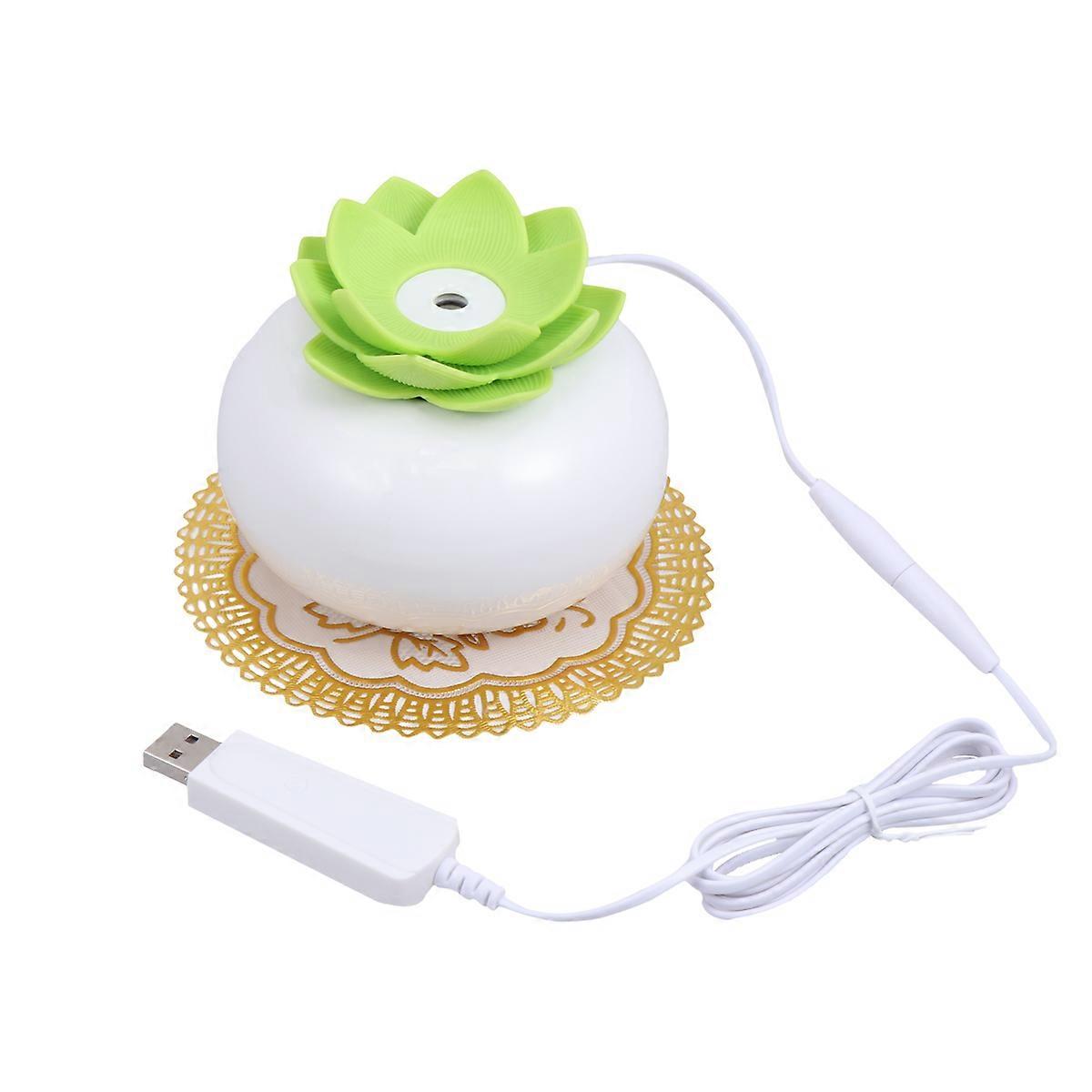Lotus Shape Humidifier Ceramic Aromatherapy Machine For Green Pattern White Bottom 8x8x7cm Humidifying 1Set