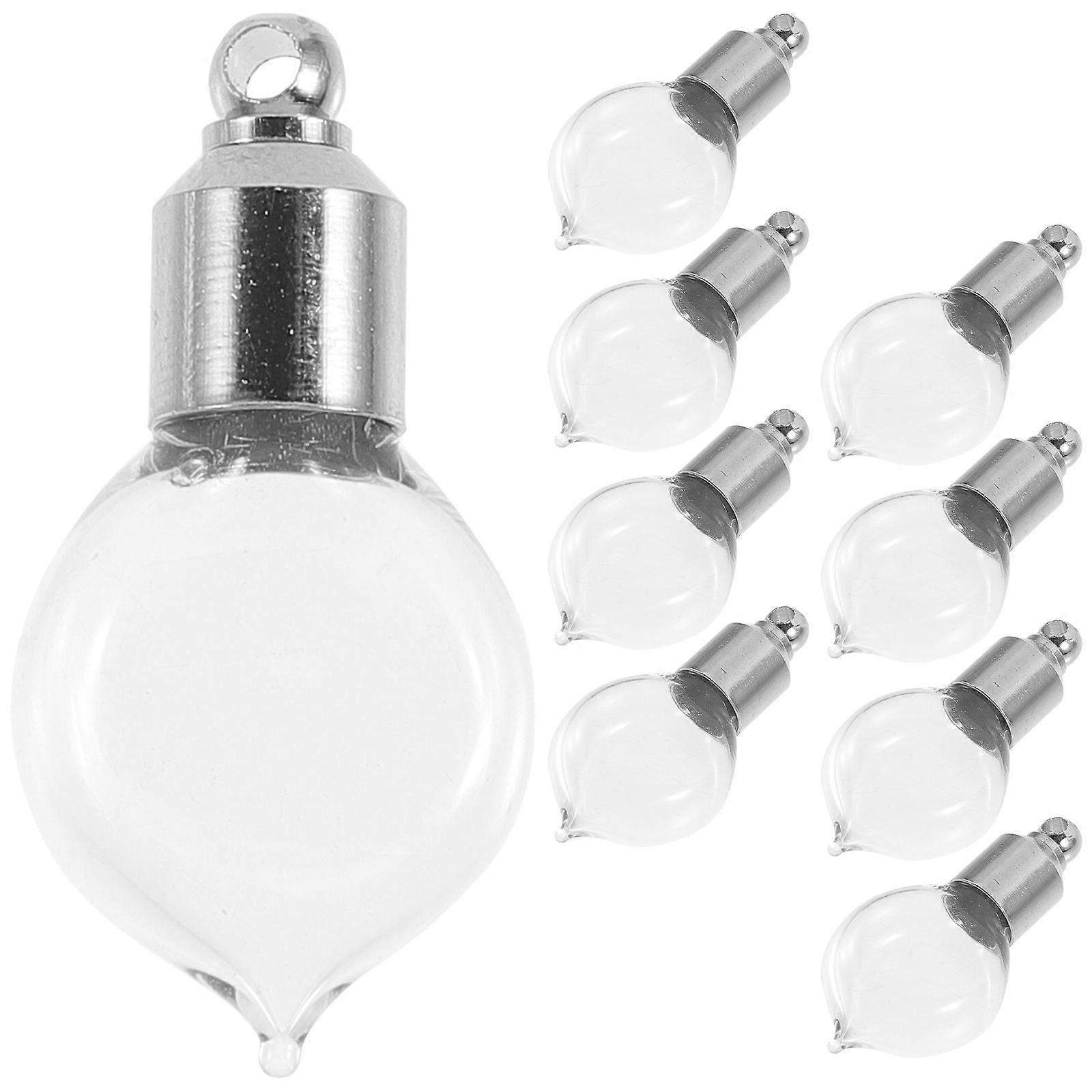 10 pcs Pendant Glass Bottles Empty Glass Bottles Mini Refillable Perfume Bottles with Lids