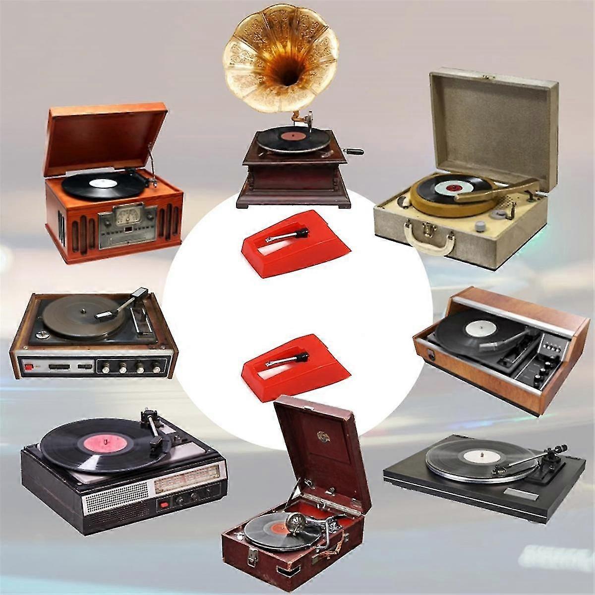Kit d’aiguilles de platine, 4 aiguilles de platine avec 1 brosse de nettoyage de stylet, remplacement pour phonographe vinyle LP