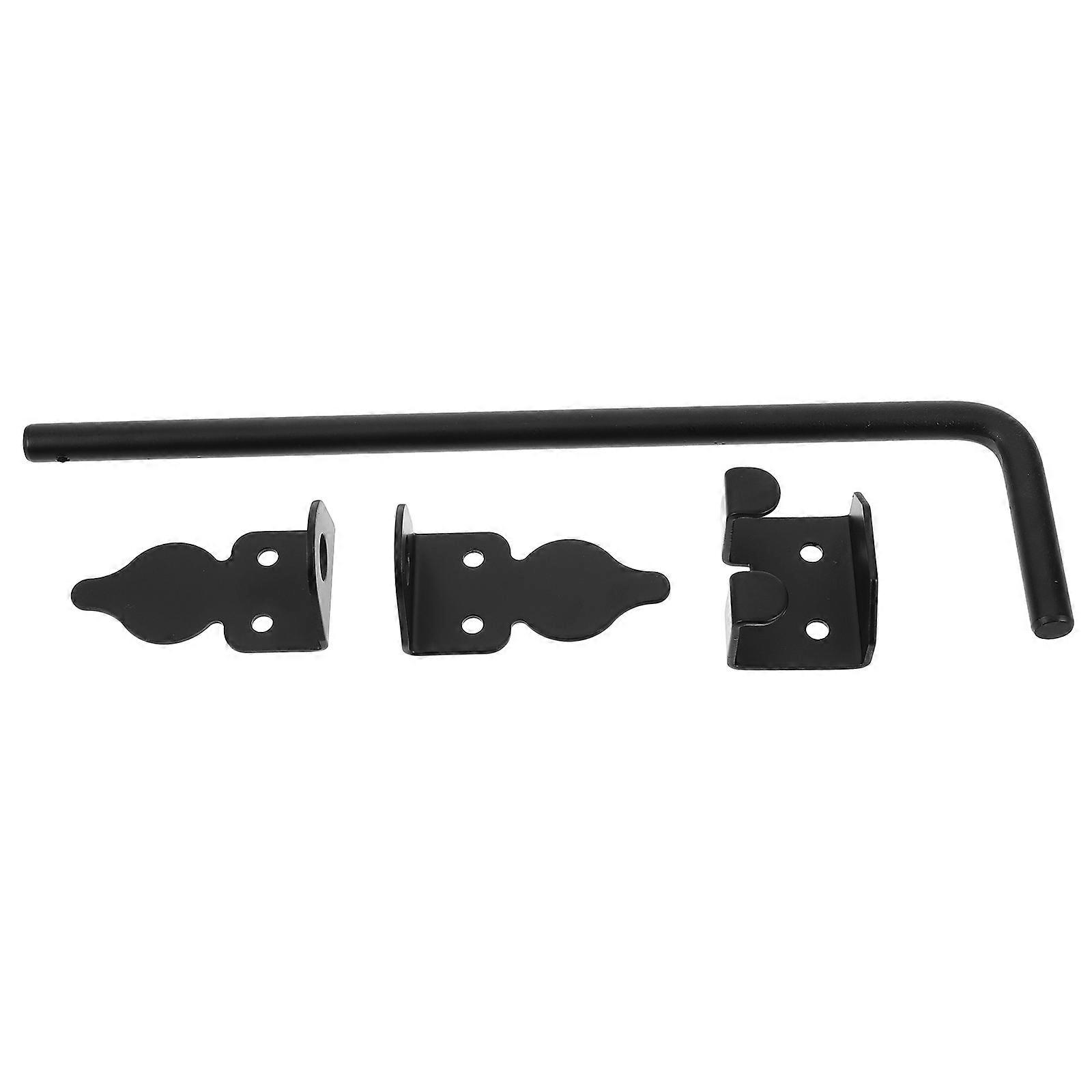 Heavy Duty Cane Bolt Gate Latch for Wooden Fences, Durable Black Ground Latch with Screws for Outdoor Garden Gate Security
