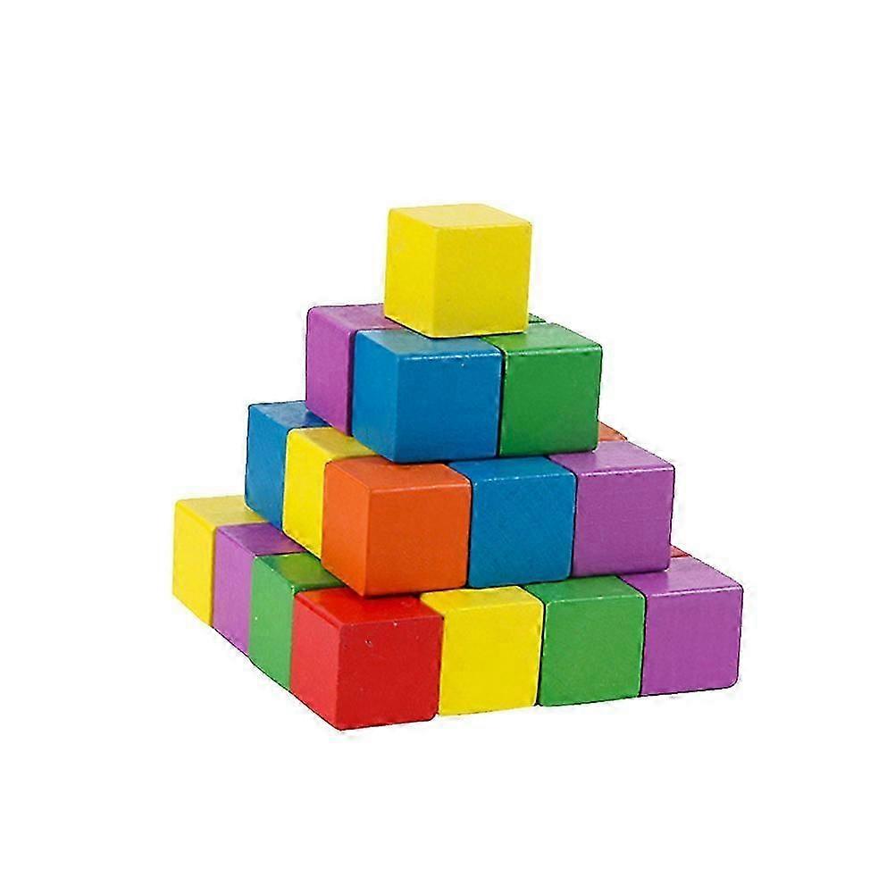 50pcs Colorful Square Cubes Wooden Craft Cubes Precise Cutting Wood Square Blocks for Crafts Building Materials DIY Projects (2CM)