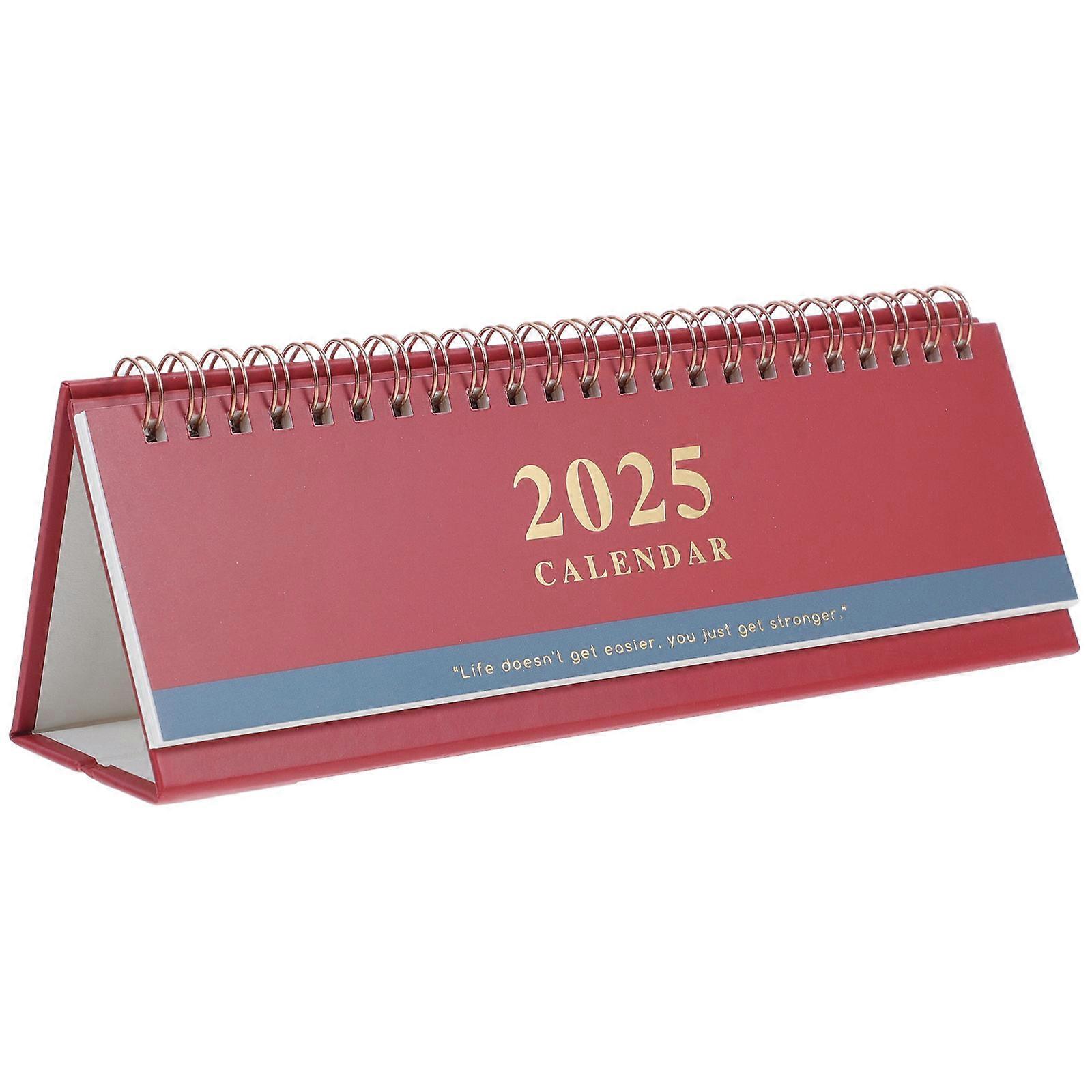 Desk Stand Up Calendar Flip Standing Flip Calendar For Office Home Elegant Coil Design Red 21.00X10.50X1.50CM Planning 1Pack