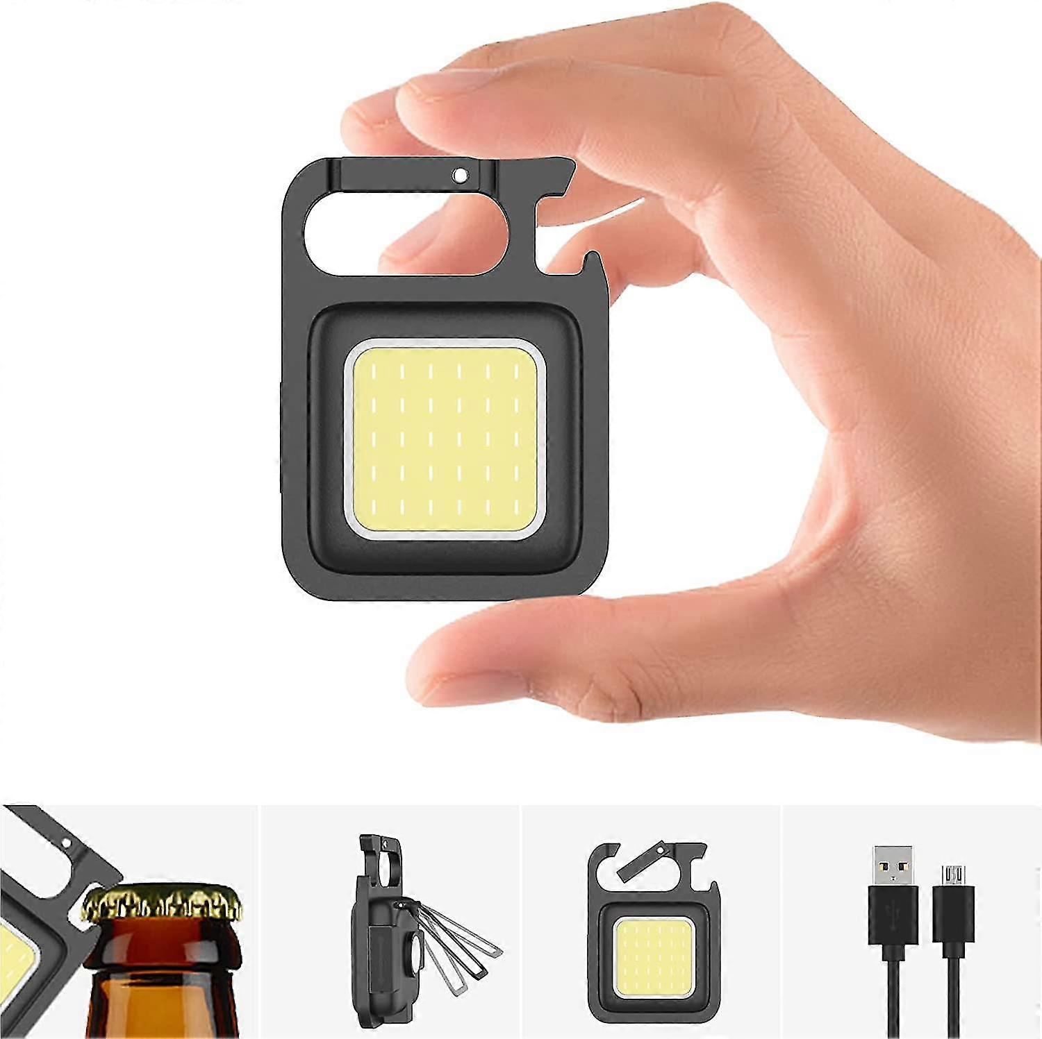 Mini Led Rechargeable Flashlight, Men's Gift, Hand Lamp With Holder And Magnet, Bottle Opener, Multifunction Keychain Waterproof Lamp For Be