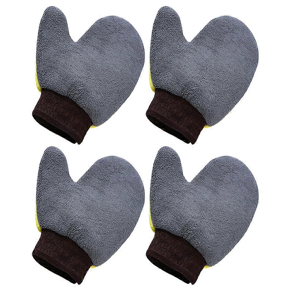 Car Wash Mitt Car Cleaning Tool Shape Coral Fleece Dusting Waterproof Anti-scratch 4Pcs