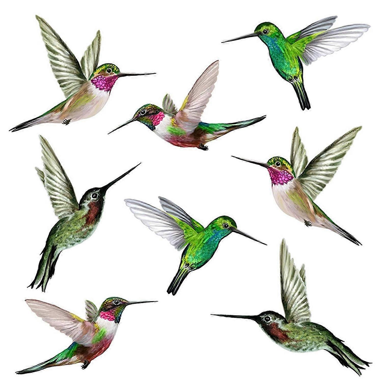 8 Large Beautiful Humming Bird Static Cling Window Stickers Hummingbird Anti Collision Bird Strike W