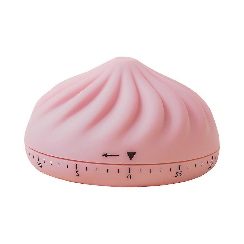 Mechanical Timer Creative Steamed Stuffed Bun Shape Kitchen Appliance Time Management Pink 9X9X5.5CM 1Pcs