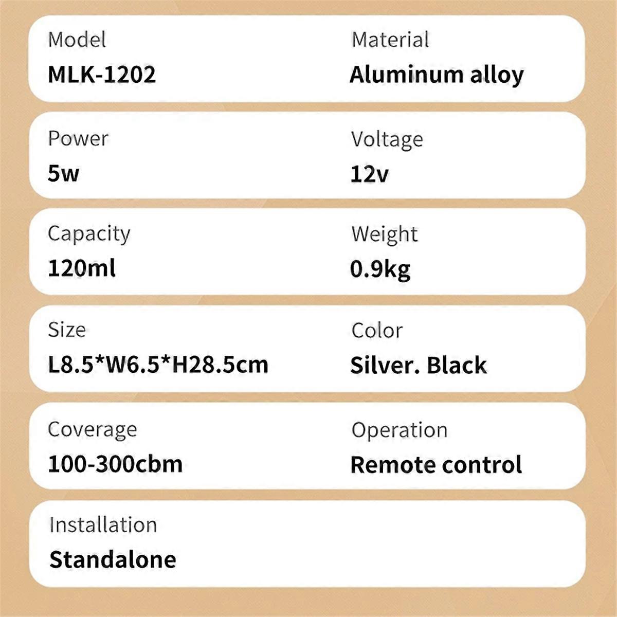 120ml Aluminum Aromatherapy Anhydrous Essential Oil Diffuser Suitable for Home Offices and Hotels EU Plug Black