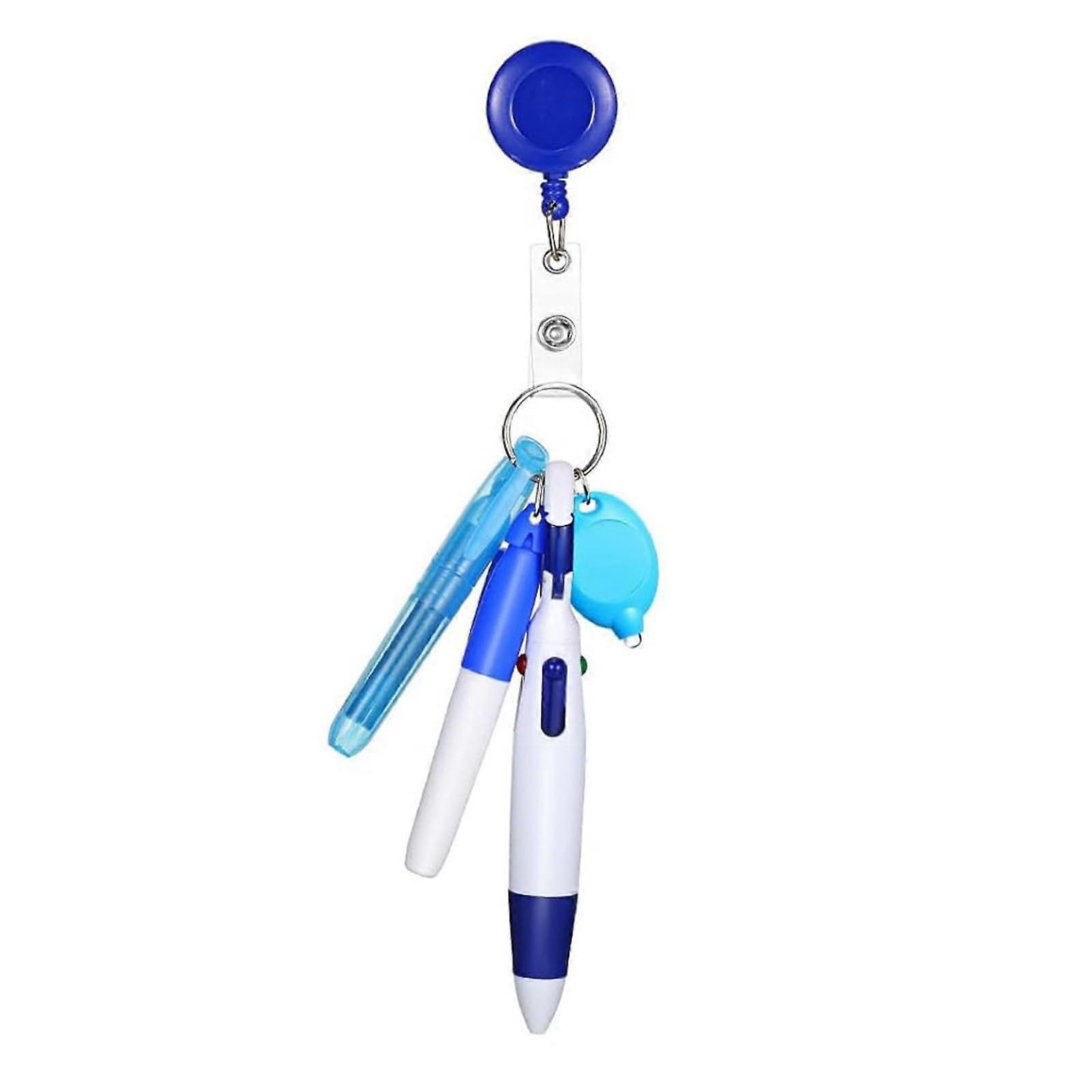 5-in-1 Ausweishalter for Nurses and Doctors, Multi-Color Pen Marker with Light, Clip-on Badge Holder, Durable Design