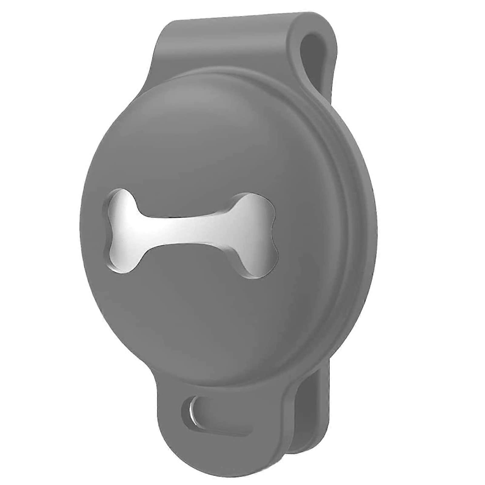 Protective case for AirTag dog collar, flexible silicone with buckle on the back, compatible with pet collars, protective, scratchresistant, gray.