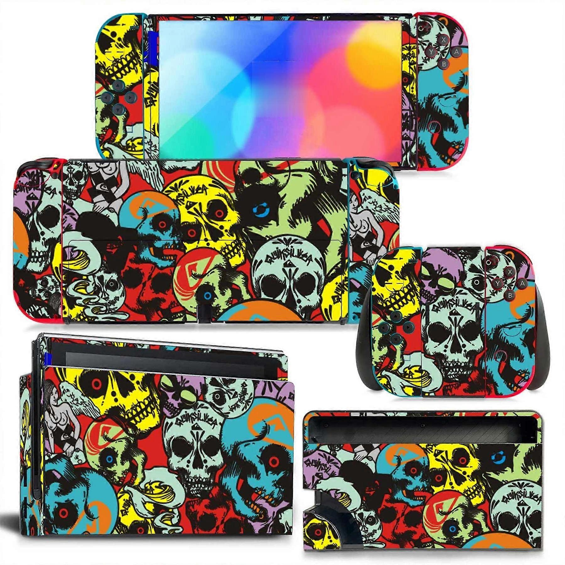 Skin Sticker Decal Cover - Full Wrap Vinyl for Nintendo Switch OLED Console, Dock & Joy-Con, Custom Grip Design