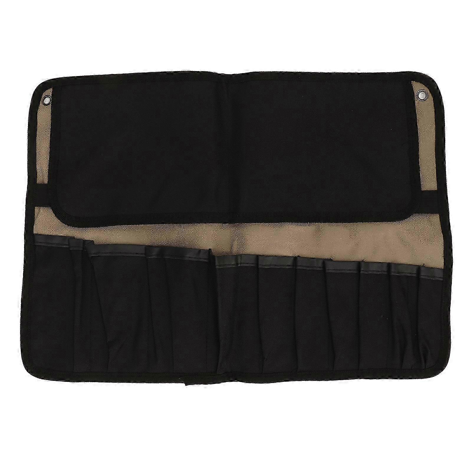 Large Capacity Thick Portable Multi Pocket Hanging Tool Roll Up Bag for Motorcycles - Khaki