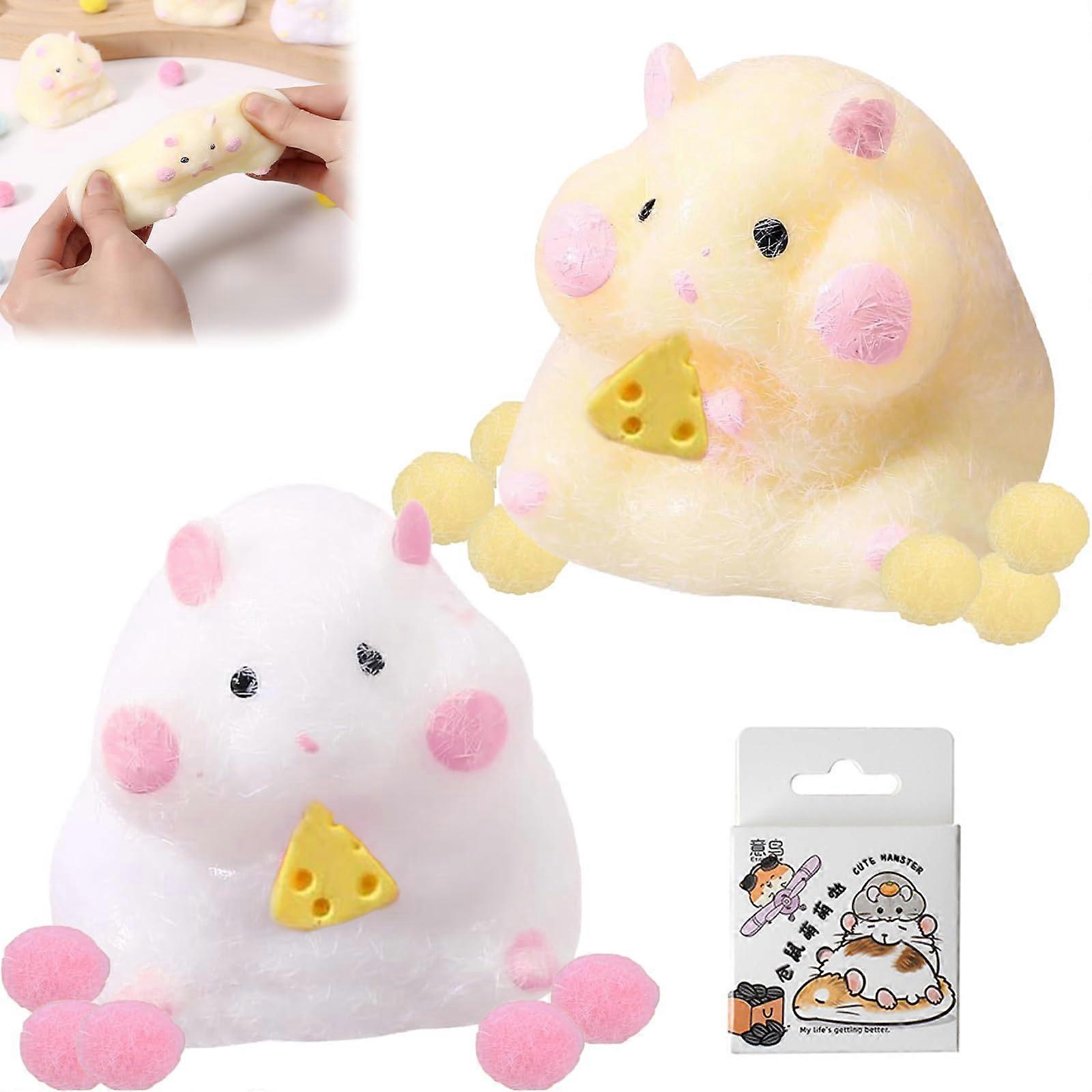 Hamster Squishy Pack of 2, Stress Relief Toy with Stickers