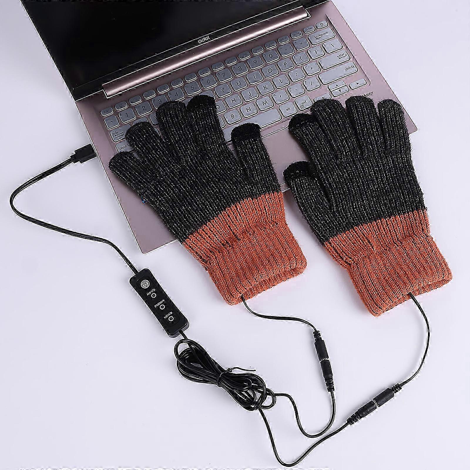 USB Isıtmalı Eldivenler, Sıcak Kış Isıtmalı Eldivenler ile 3 Ayarlanabilir Sıcaklık Elektrikli Dokunmatik Eldiven El Isıtıcıları, Erkekler Kadınlar için Eldiven Kapalı Outdoo