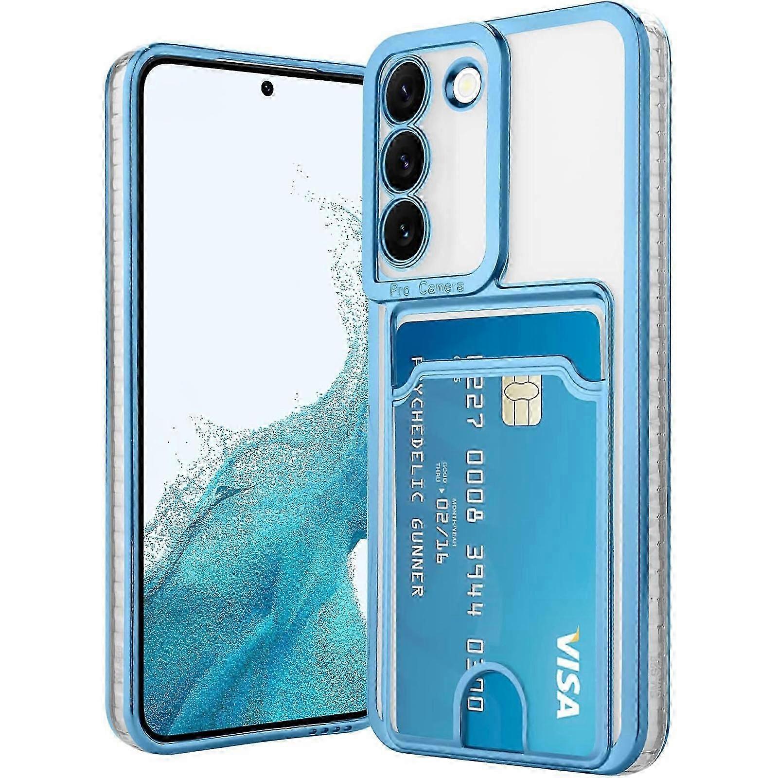 FOR Samsung Galaxy S24 Series Case with Card Holder, Clear Plating Case Hybrid Anti-Yellowing Transparent Wallet Case for Samsung S24