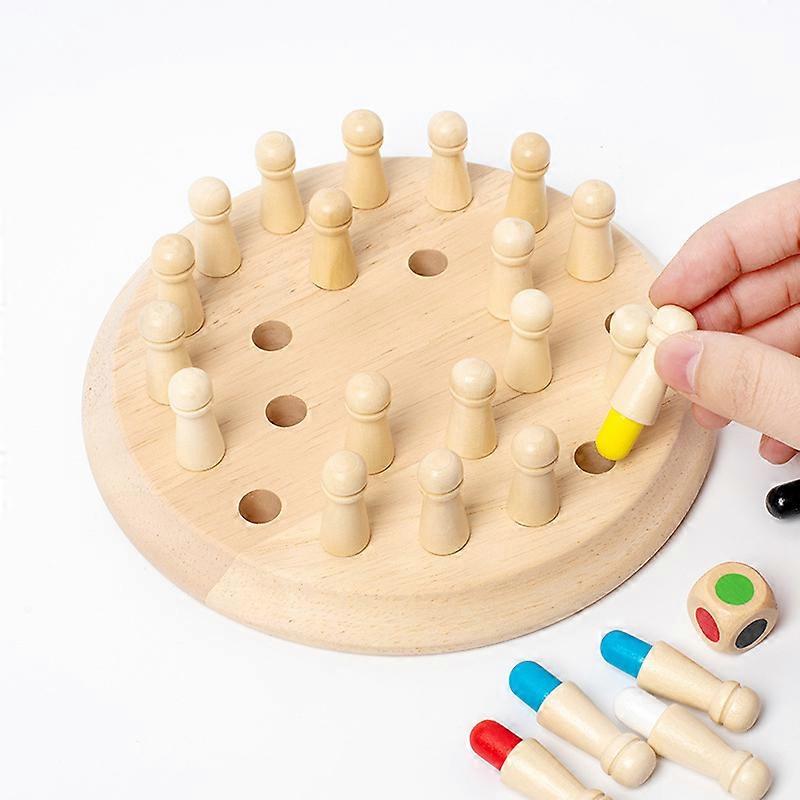 Color Memory Chess - Wooden Early Education Toy for Children, Foccom Development, Parent-Child Interaction, Fun and Educational Toy