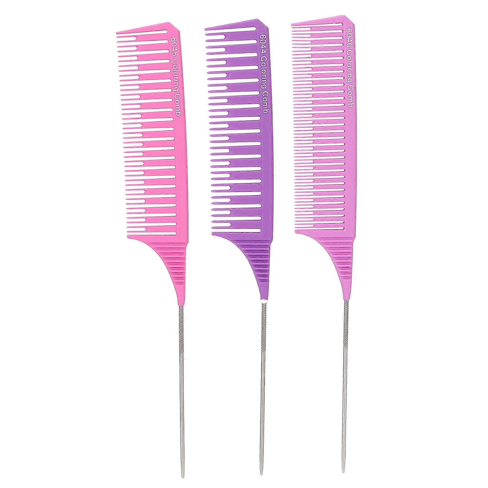 3pcs Parting Comb Professional Reliable Glossy Round Convenient Practical Compact Durable Hair Tools for Barber Shops