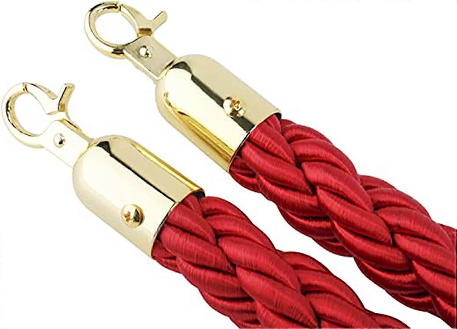 Barrier rope, red hemp rope, braided, Queen Line, barrier ropes with hooks, barrier rope for crowd control, auto shows, 2pack