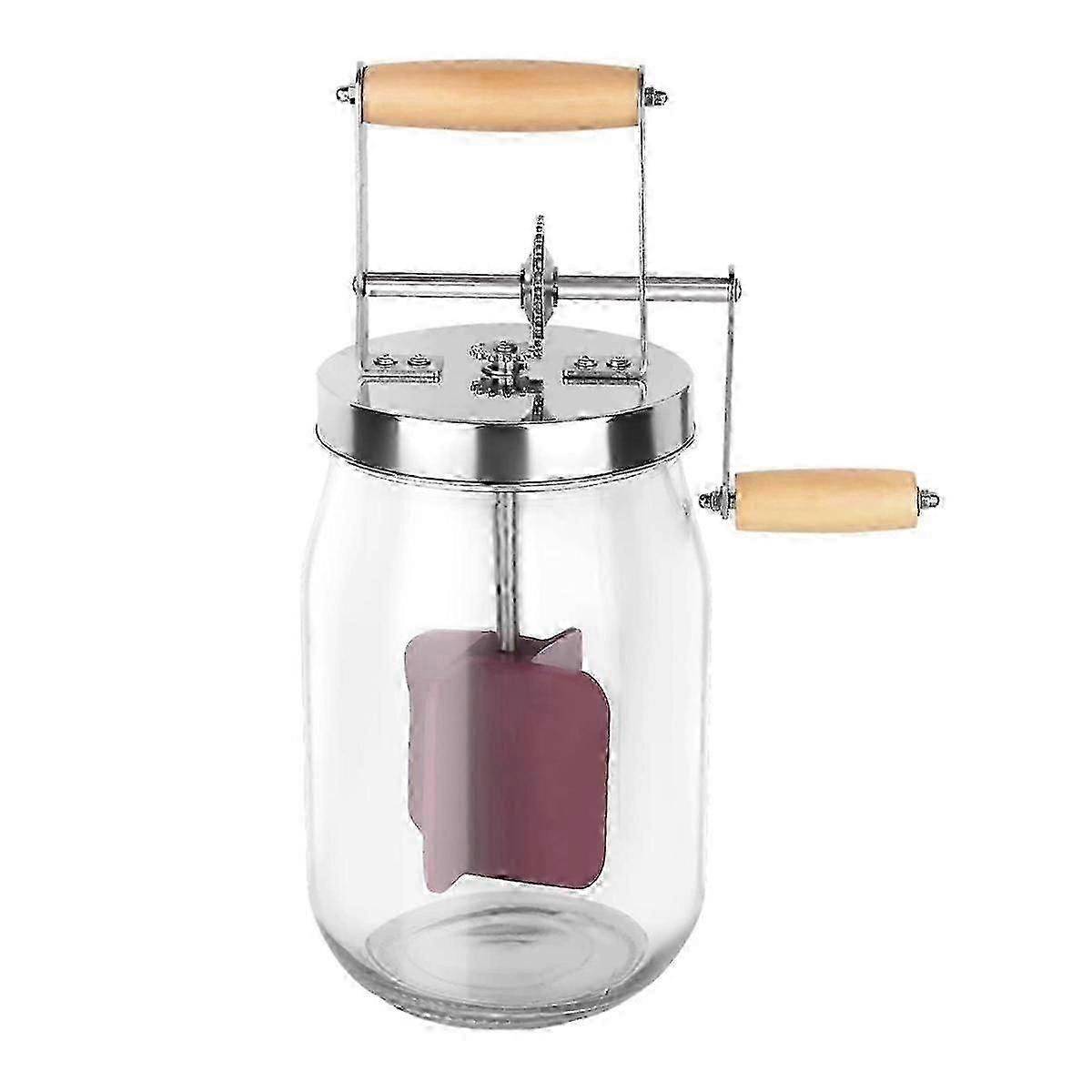 1.5 Liters Manual Butter Churner - Wooden Handle Shakes Stainless Steel Gear Manual Butter Maker, Butter Churner js