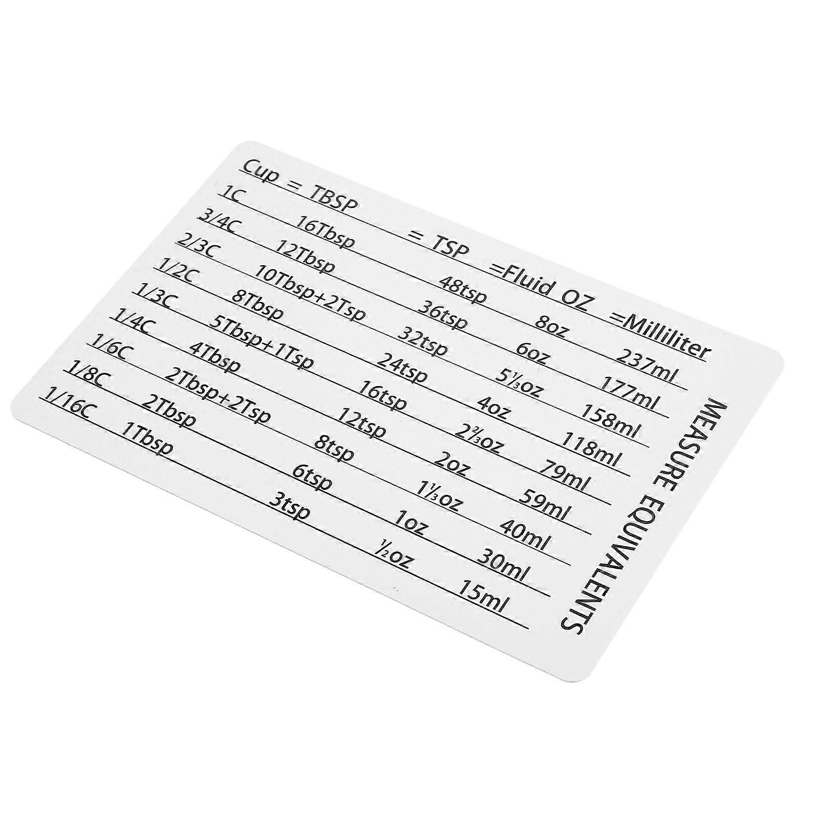 Magnetic Attachment Measurement Conversion Chart Kitchen Magnet Rectangular PVC Material For Baking Tools 4.7×3.1×0.1in 1Pack