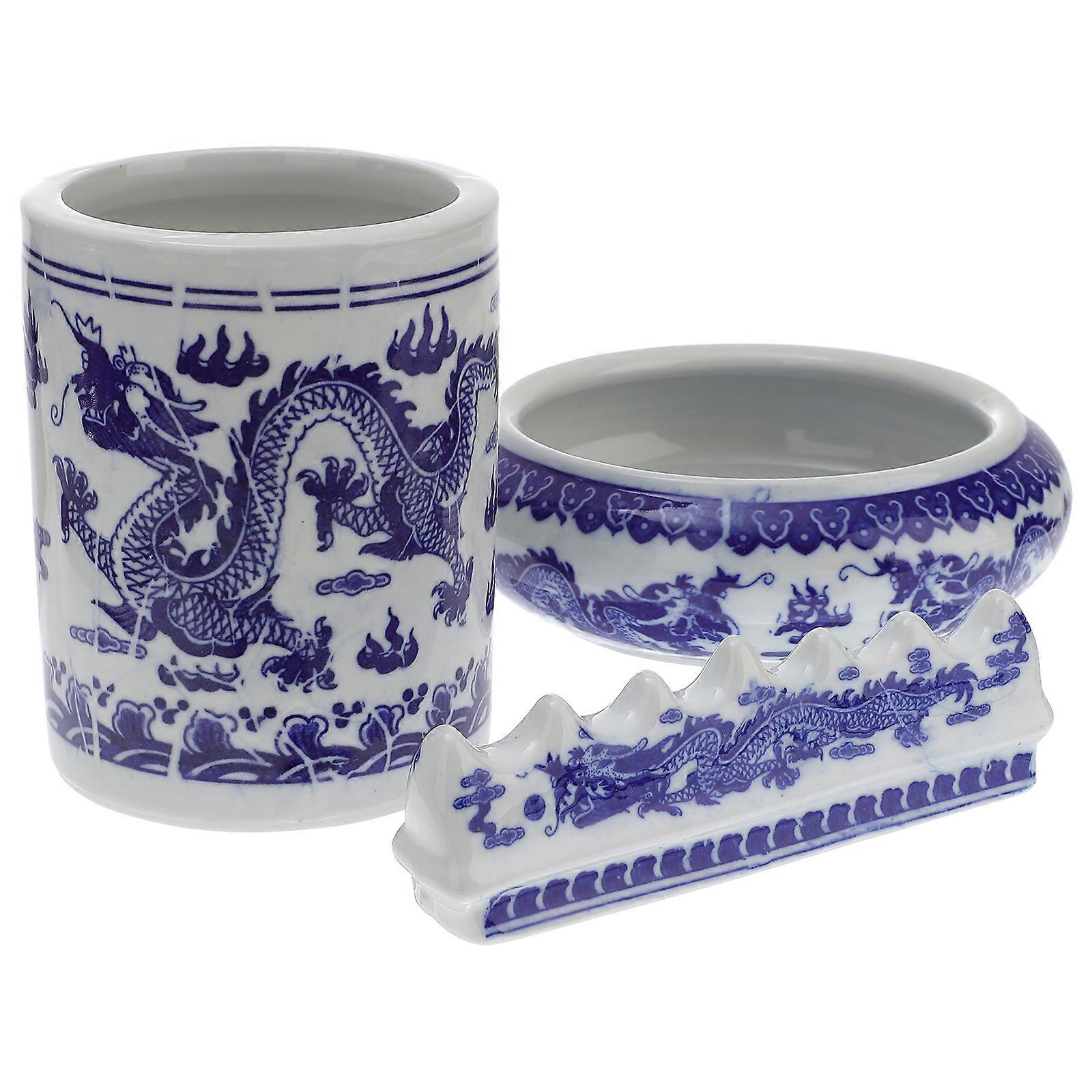 Ink Brush Holder Pen Storage Desk Decoration Study Room Calligraphers 16.5x11.7cm 1Set