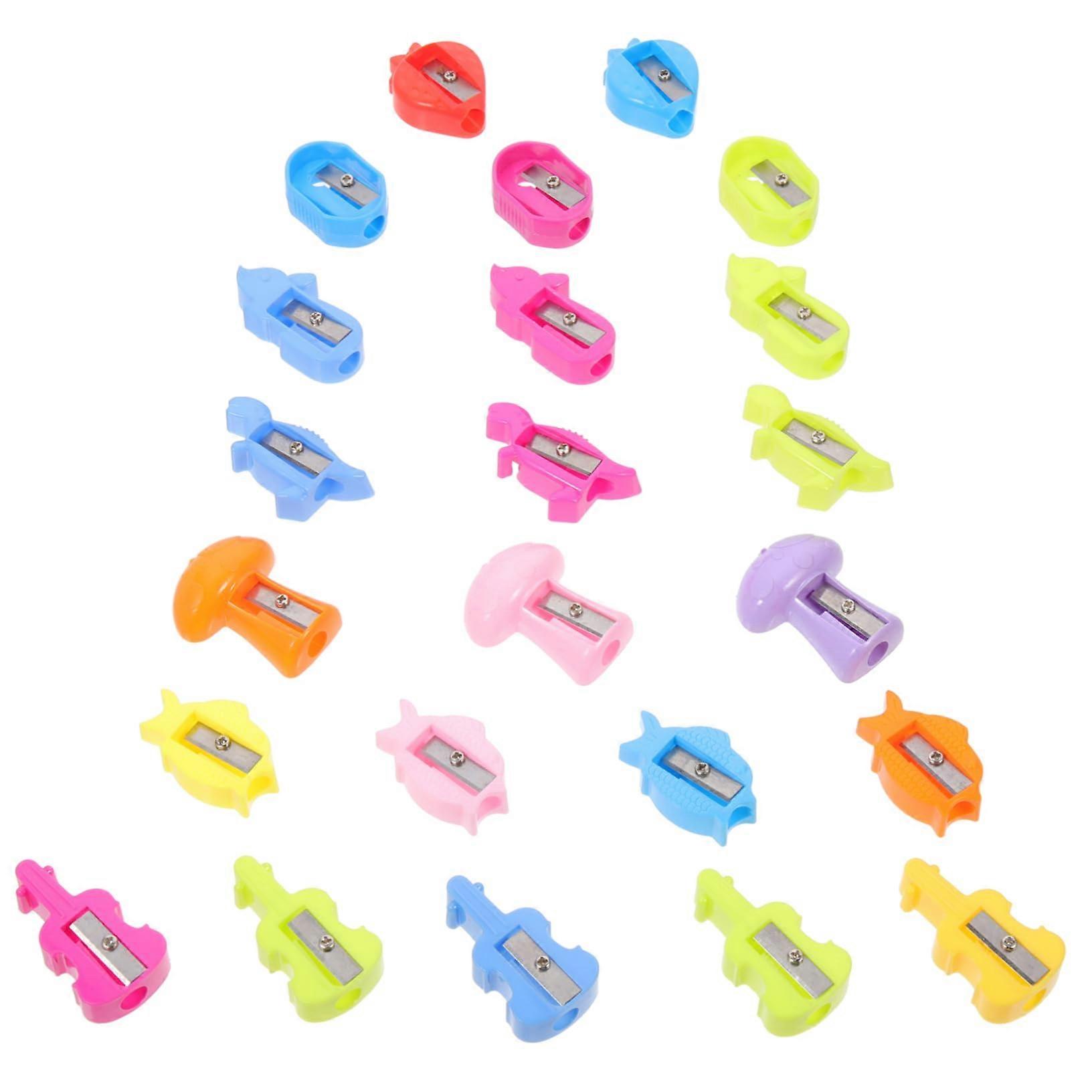 50 Pieces Cartoon Pencil Sharpeners Mini Funny Pencil Sharpener for School Portable Manual Pencil Sharpener Small Handheld Plastic Pencil Sharpener