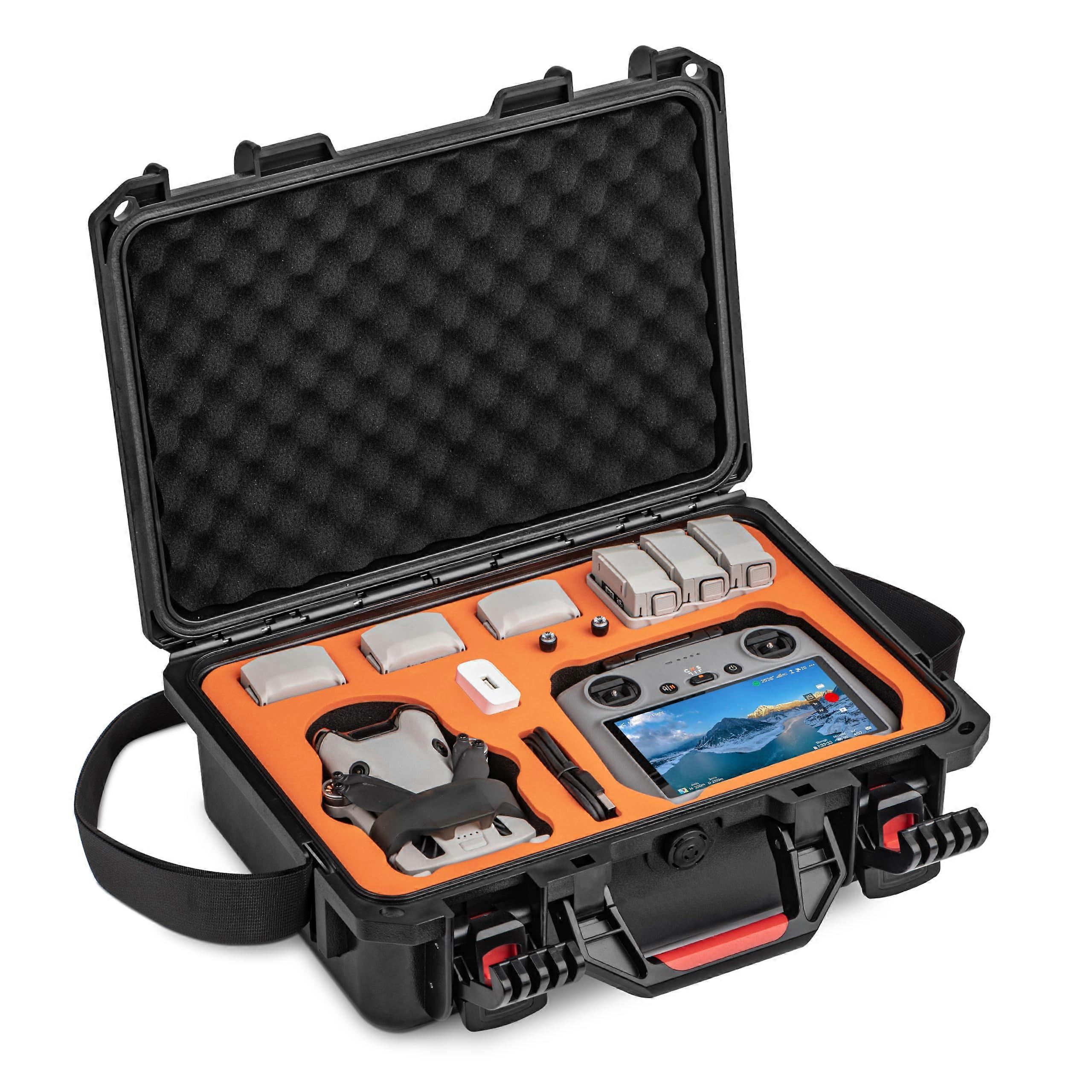 Mini 4 Pro Waterproof Hard Case for DJI Mini 4 Pro Fly More Combo Black and Orange