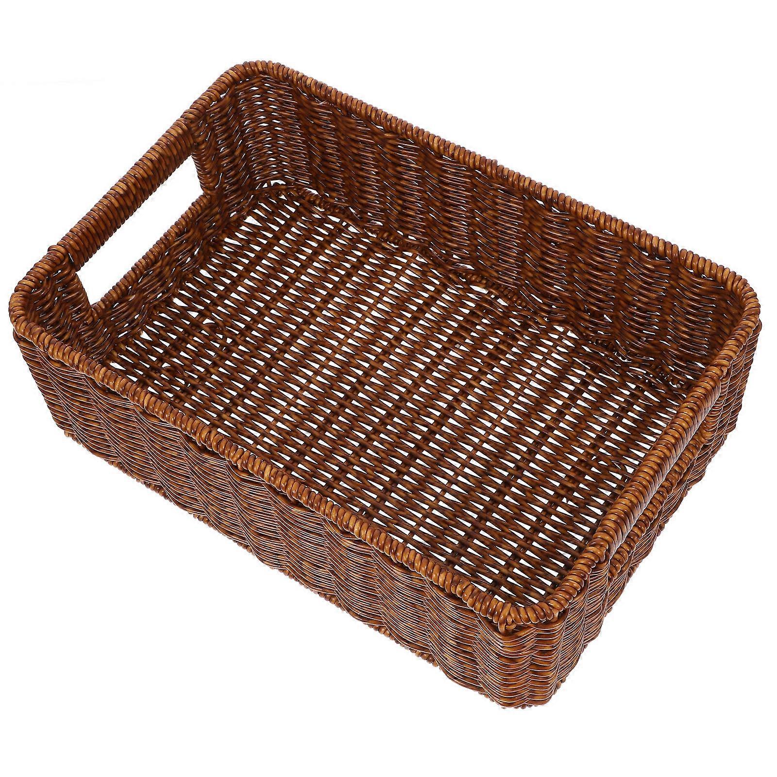 صناديق تخزين زخرفية سلال تخزين مع مقابض منظمات مطبخ بني 30.00X20.00X10.00CM منظمة 1 قطعة