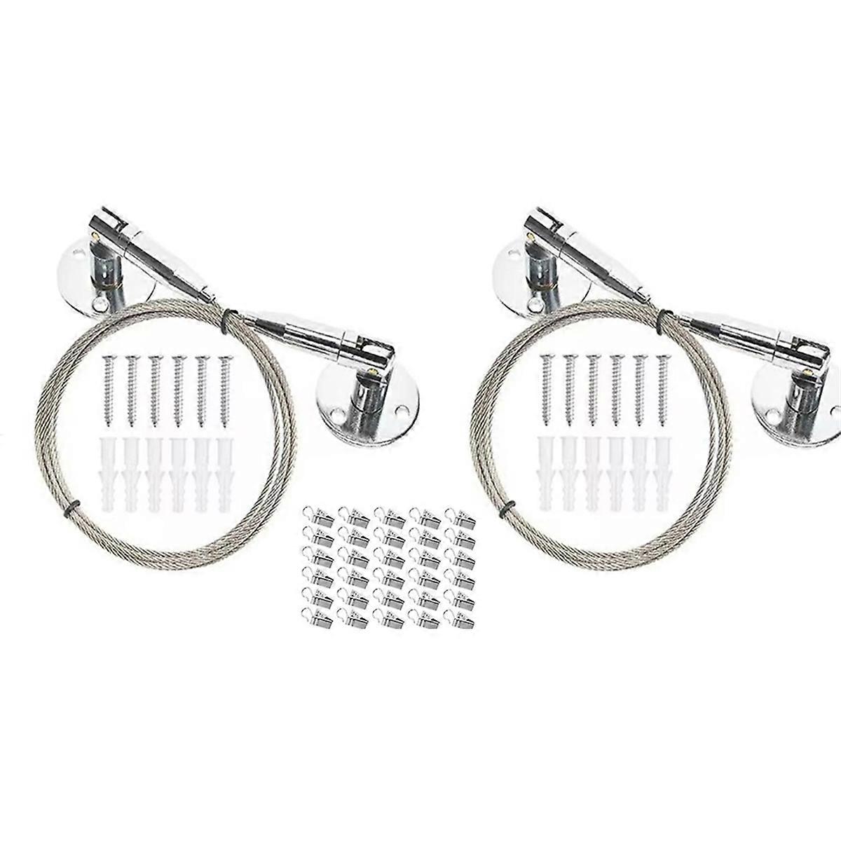 Kids Artwork Display System - 6.5 Ft Adjustable Self-Locking Wire with 30 Clips for Art,Curtains,and