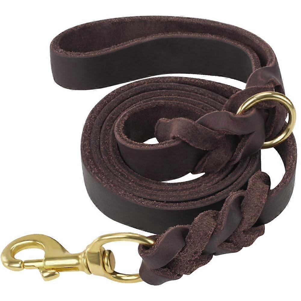 Leather Dog Lead, Durable with Sturdy Brass Hook, Soft, for All Sizes (Brown)