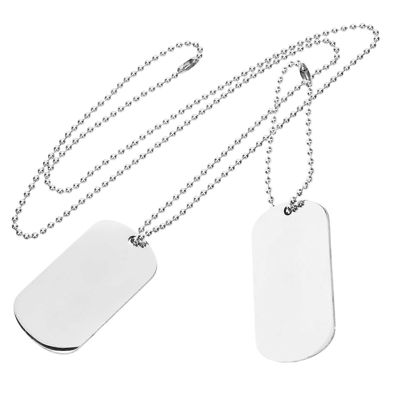 メンズドッグタグネックレス両面彫刻可能なミリタリーペンダント、パーソナライゼーション用チェーン付き