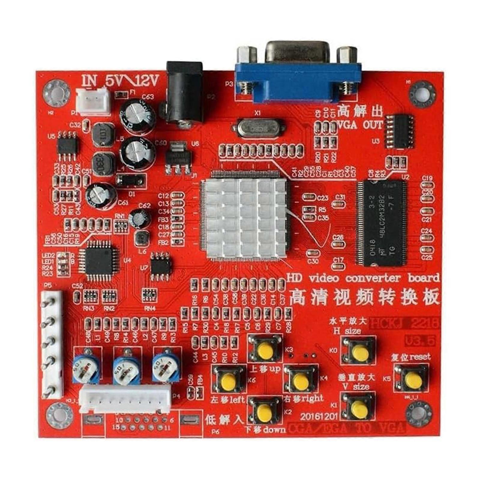 Convertisseur CGA vers VGA de jeu Console Convertisseur de jeux vidéo Carte RGBS/CGA vers VGA Convertisseur Balayage automatique Signal de jeu Multicolore