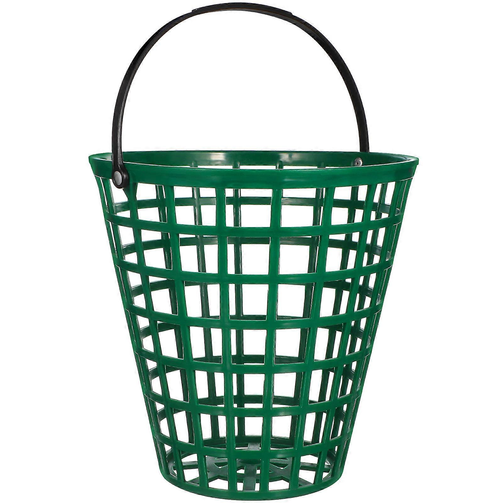 Plastic Golf Ball Bucket Green 25.00X25.00X14.00CM Stackable Swivel Handle 1Pcs