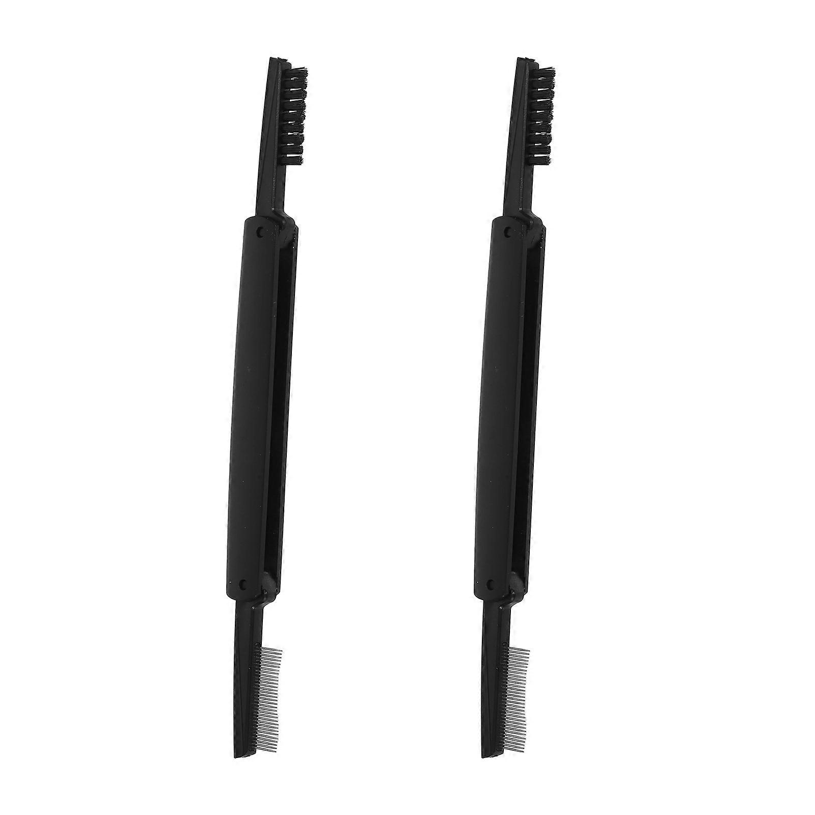 Portable Double Sided Eyebrow Brush with Eyelash Comb for Rosy Color ABS Material 2 Pcs