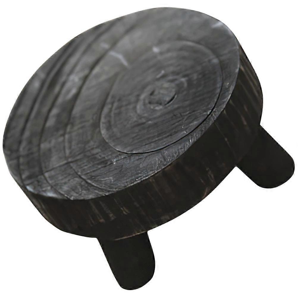 Black Synthetic Round Tray with Wood Stand for Storage Use Perfect for Home Decor and Desserts