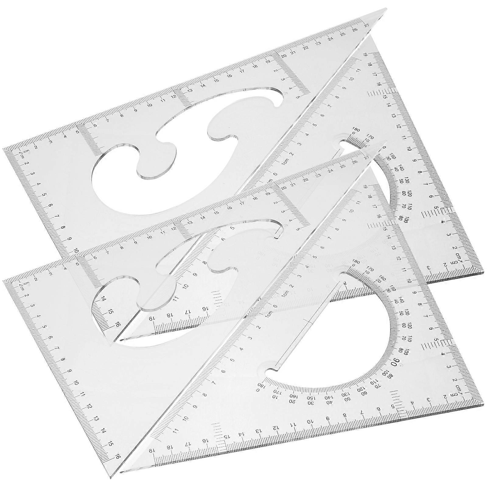 Drafting Triangle Set Geometry Rulers Drawing Tools Home Use Students 4Pcs