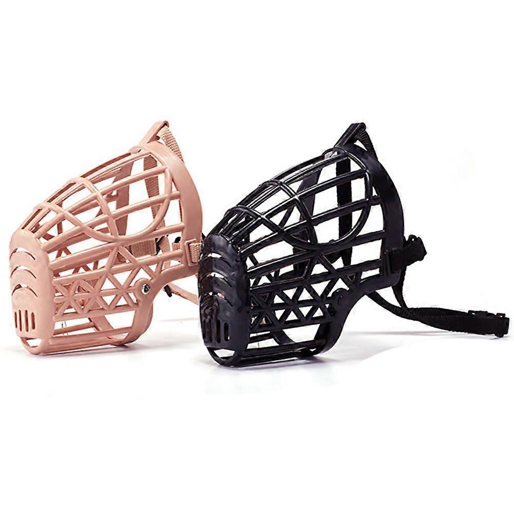Plastic and PU Dog Muzzle with Adjustable Strap for Pet Use Khaki Color 7 Sizes Available
