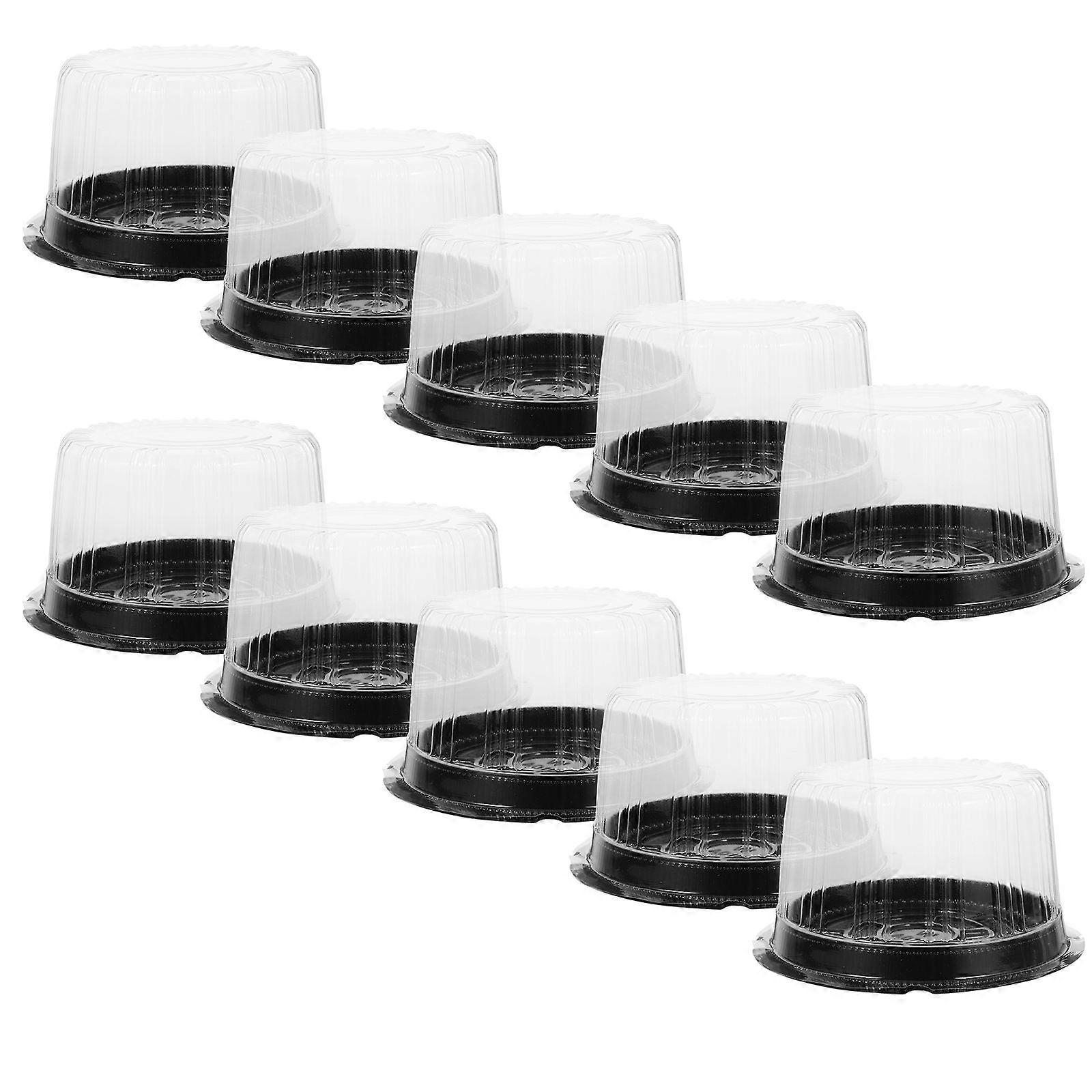 Black Tall Cake Box for Home Made of Plastic with Lid 10pcs Small Size