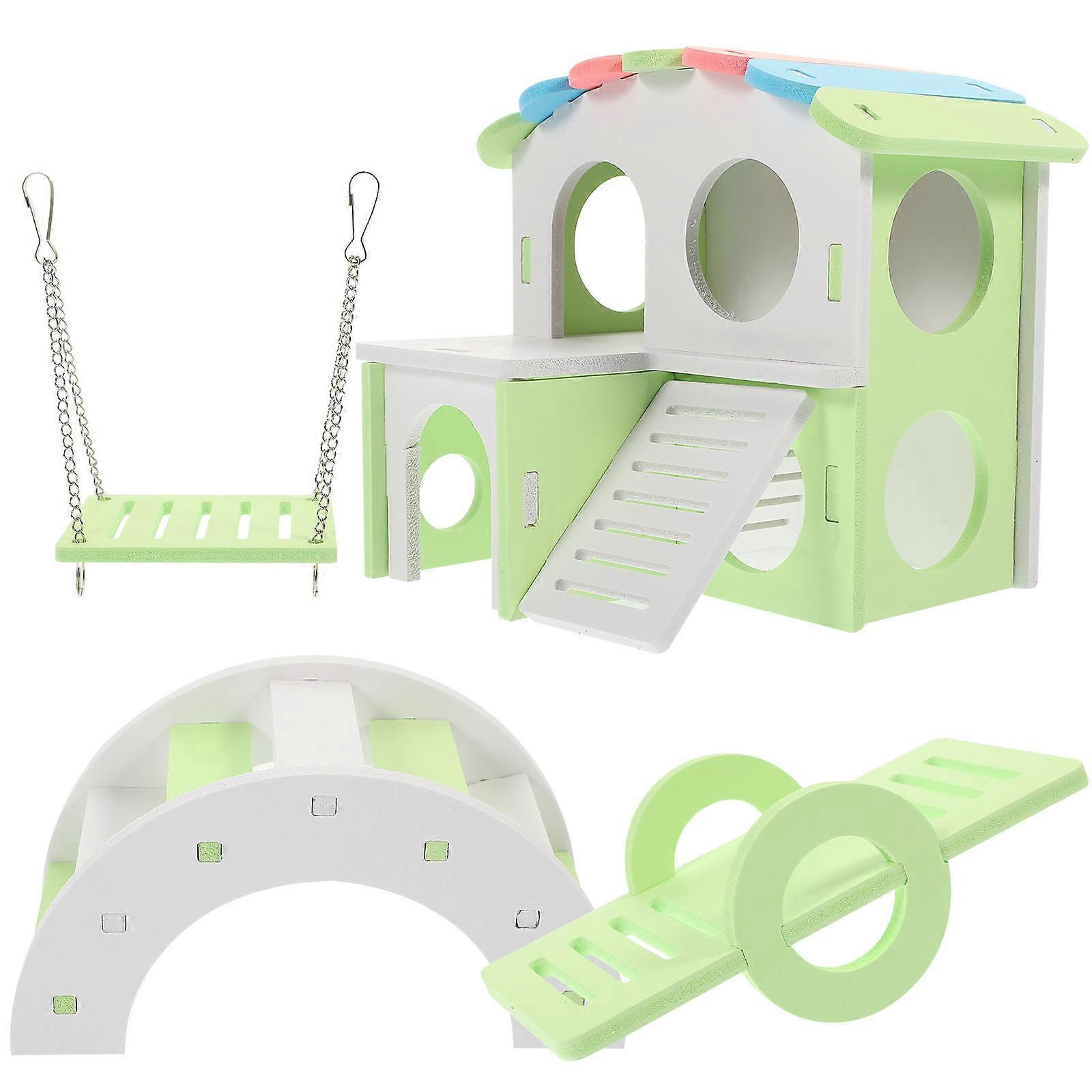 1 Set Hideout with Bridge, Seesaw & Ladder – Safe, Comfortable Play Nest for Guinea Pigs