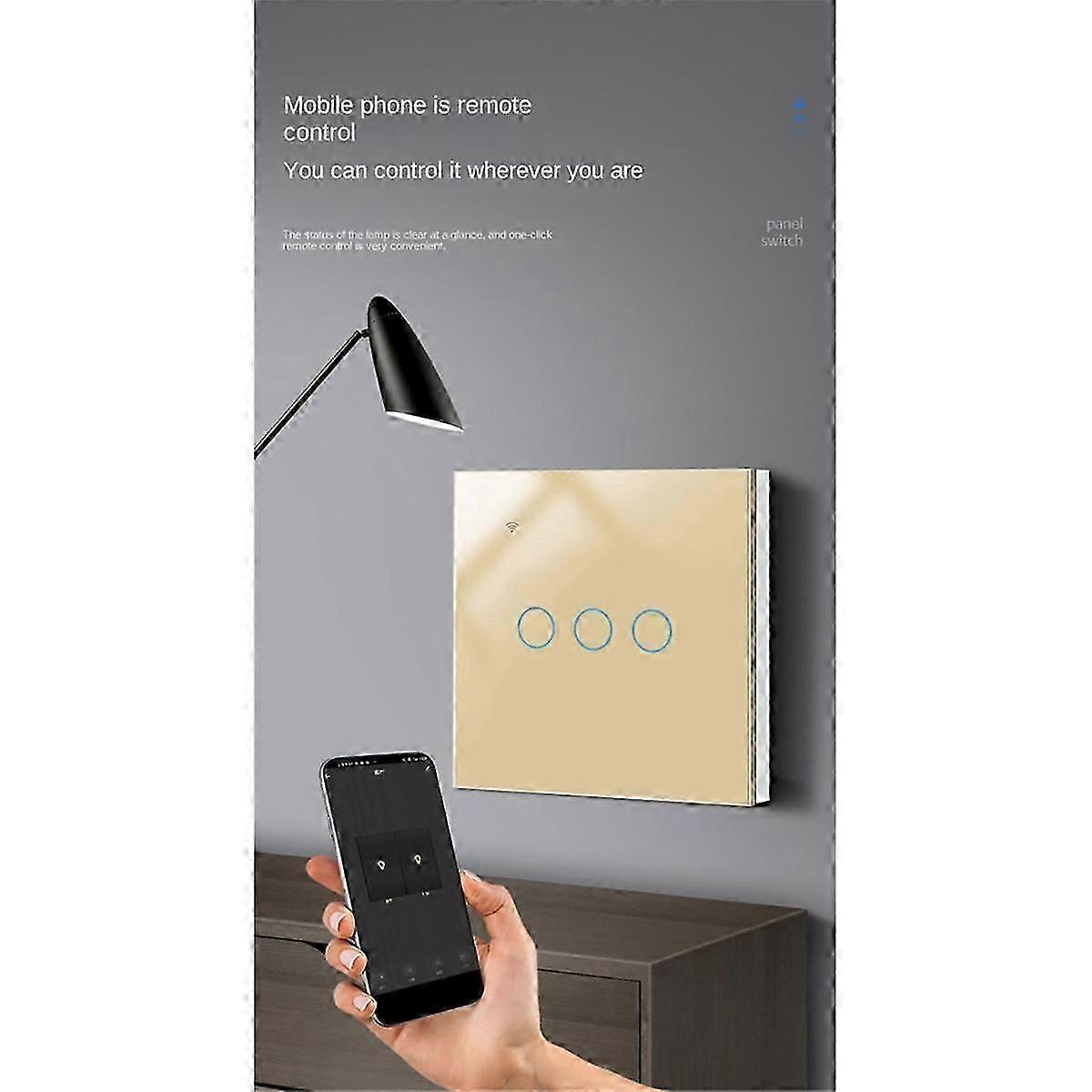 Tuya Zigbee Smart Switch Touch Light Switch Single Zero Fire Line Universal 2 Switch Gold