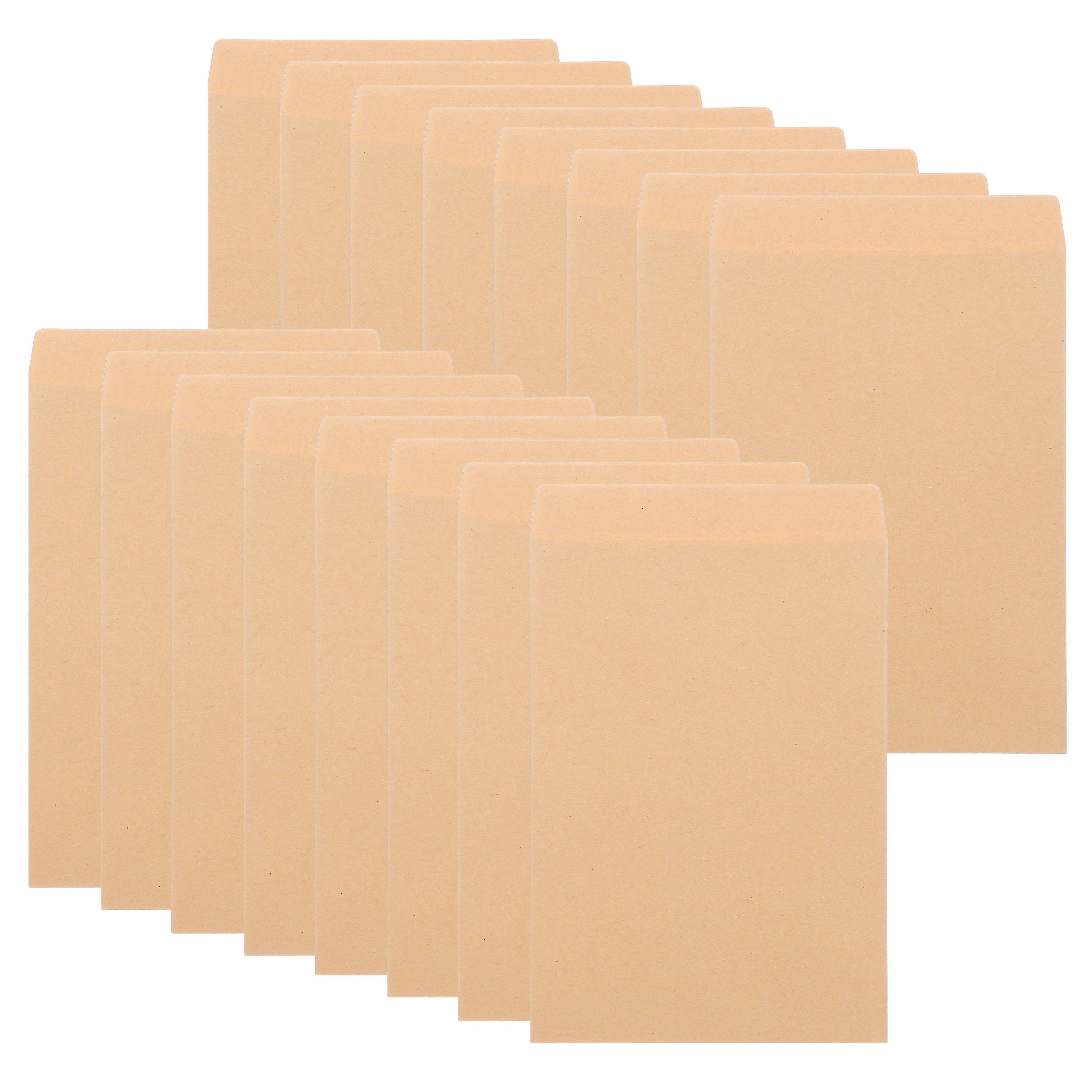 50pcs Kraft Paper Envelopes for Document Storage, Self Sealing Design, Stamp Packets, Home and Office Use